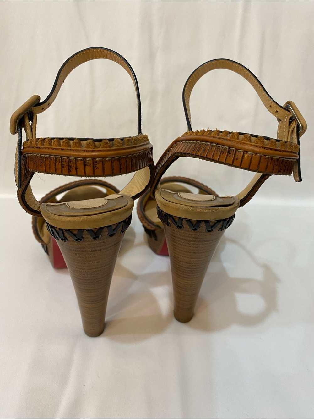 Christian Louboutin Trepi High 140 Tan Leather Platform Sandals Women’s Size 40 - Picture 8 of 12